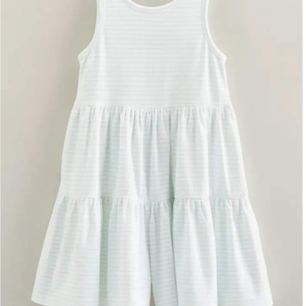 Sleeveless White Striped Kids Dress